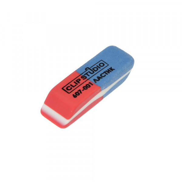 Ластик скошенный ClipStudio красно-синий для карандашей и чернил 60 штук в коробке 607-001