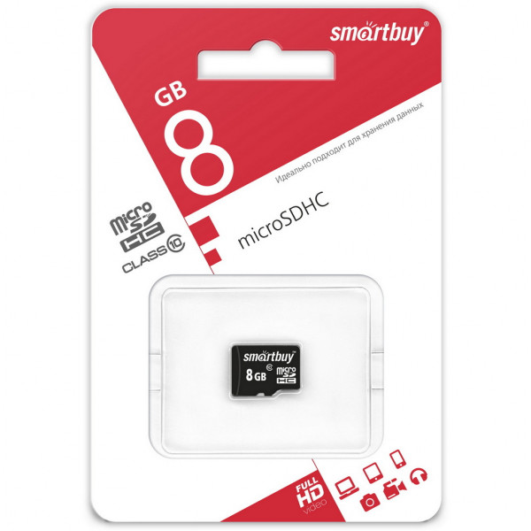 Карта памяти 8Gb MicroSDHC SMARTBUY Secure Digital SB8GBSDC L10-00 552132