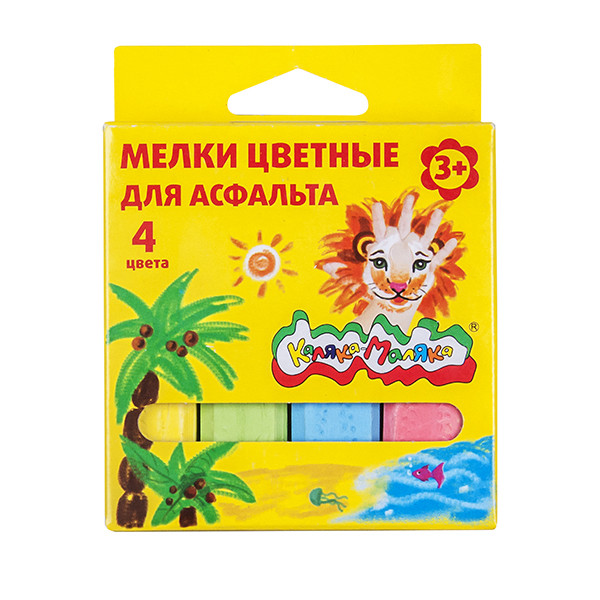 Мел цветной 4шт Каляка-Маляка д/асфальта МАКМ04 26шт/уп