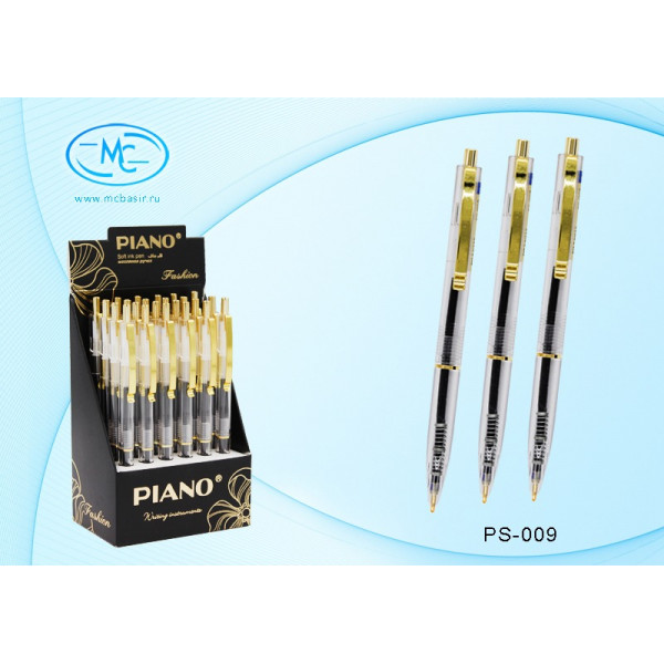 Авторучка шариковая PIANO РS-009 на масл.основе золотист.клип