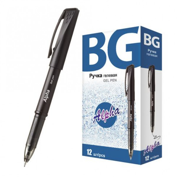 Ручка гелевая BG RG 3910 ALPHA 0.5 черная 12/144/1728шт