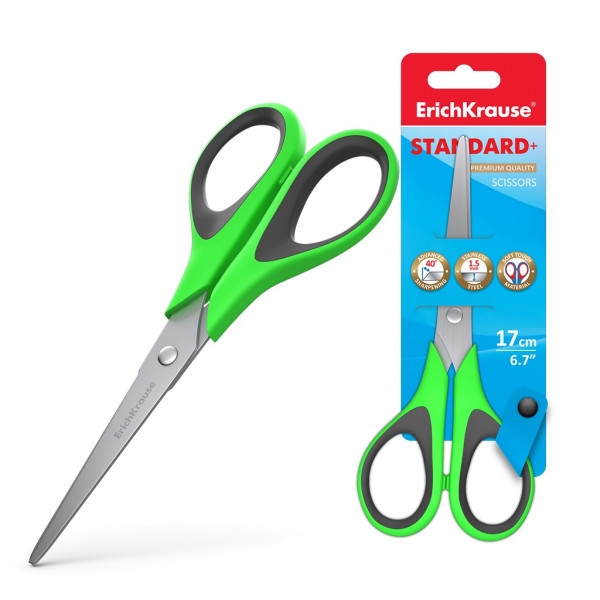 Ножницы офисные 170мм ERICH KRAUSE EasyCut /Standart+ 35099 ассорти