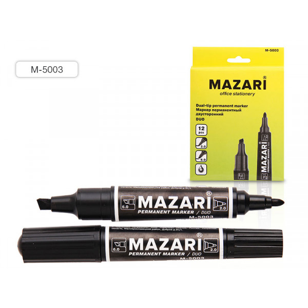 Маркер перманентный двухст MAZARI M-5003-71 Duo черный 2/6мм