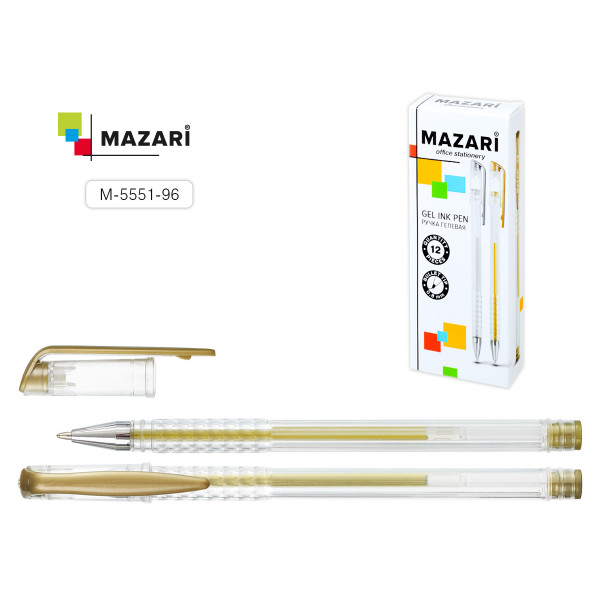 Ручка гелевая 0,8мм MAZARI M-5551-96 AUTUMN золотой