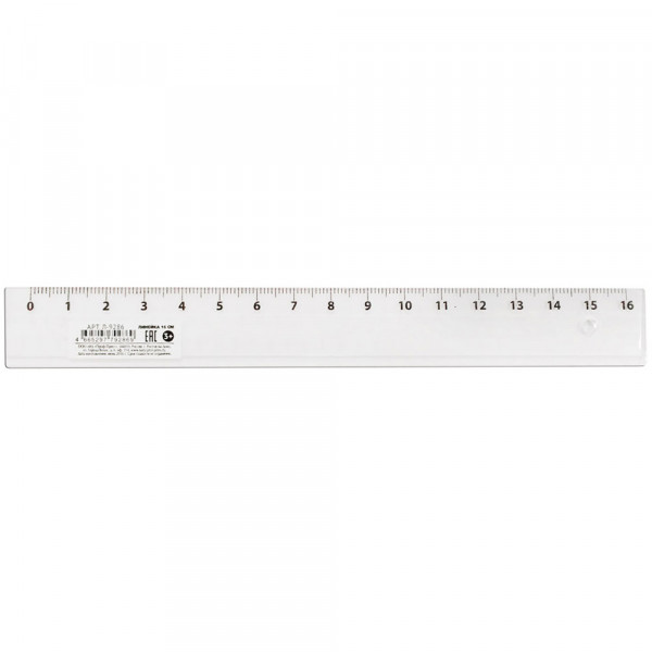 Линейка 16см пластик Проф-Пресс Л-9286 прозрачная 20шт/уп