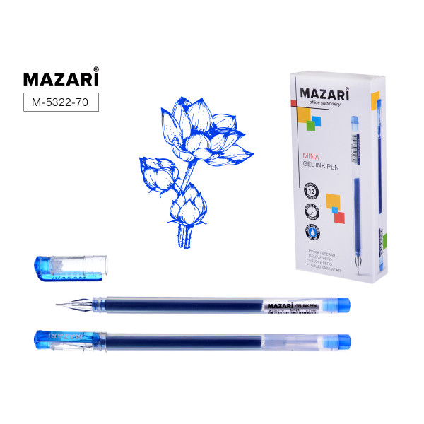 Ручка гелевая MAZARI M-5322-70 Jumbo MINA  0,5мм синяя 12шт/уп