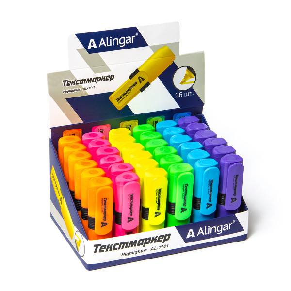 Текстовыделитель ALINGAR AL-1141 Line-Mini 5мм корпус прямоуг скошенный 36шт