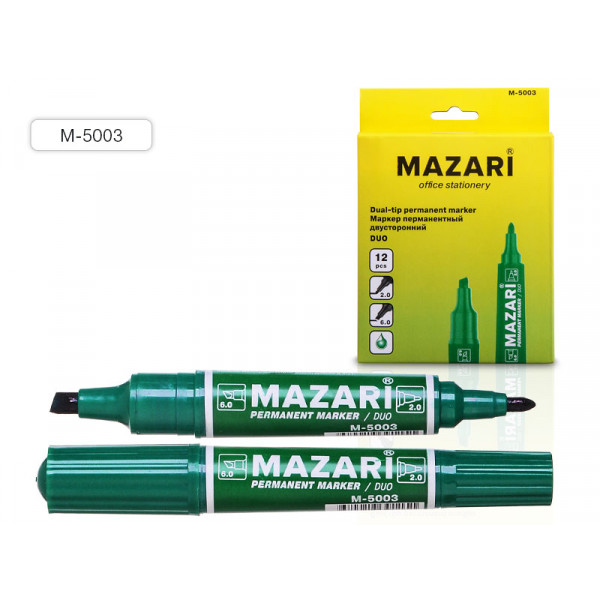 Маркер перманентный двухст MAZARI M-5003 Duo зеленый 2/6мм
