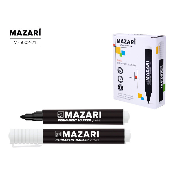 Маркер перманентный MAZARI M-5002-71 Faro черный 3мм