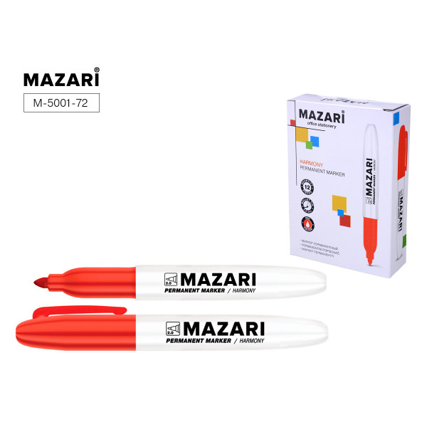 Маркер перманентный MAZARI M-5001-72 Harmony красный 2мм