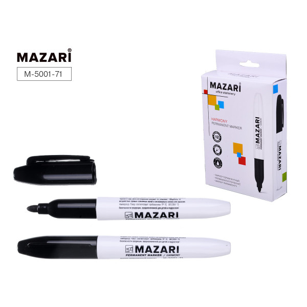 Маркер перманентный MAZARI M-5001-71 Harmony черный 2мм