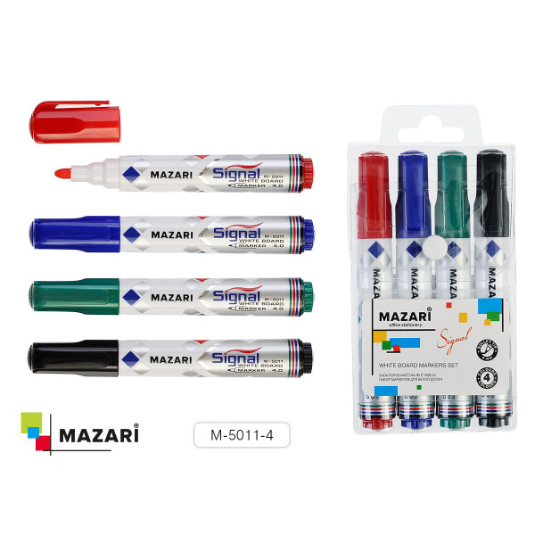 Набор маркеров для доски 4цв 4мм кругл MAZARI М-5011-4 Signal
