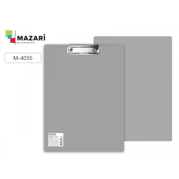 Планшет с зажимом пластик MAZARI М-4035 1,5мм серый