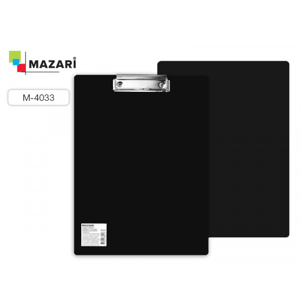 Планшет с зажимом пластик MAZARI М-4035 1,5мм серый MAZARI М-4033 1,5мм черный