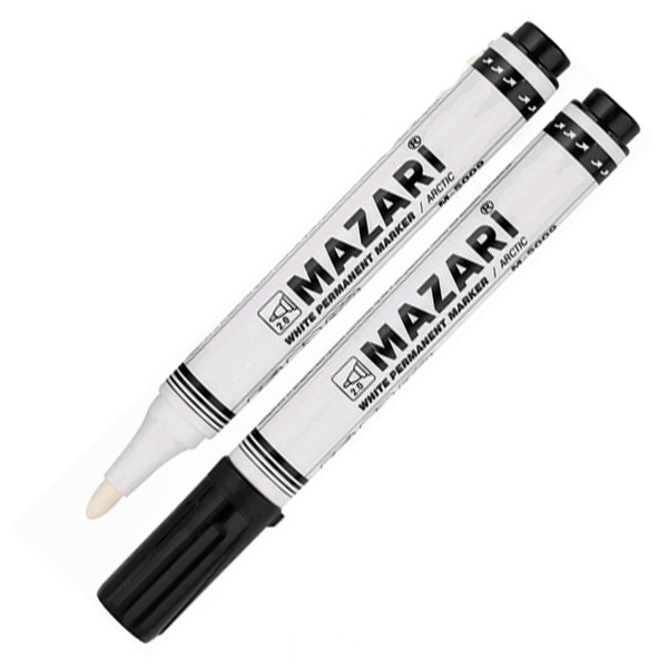 Маркер перманентный MAZARI M-5044-80 Arctic белый перезаправляемый 2мм