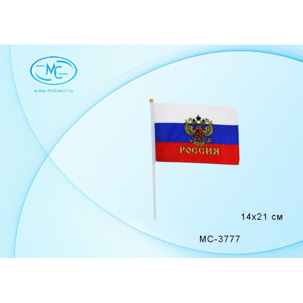 Флаг России МС-3777 с гербом без подставки 16*21