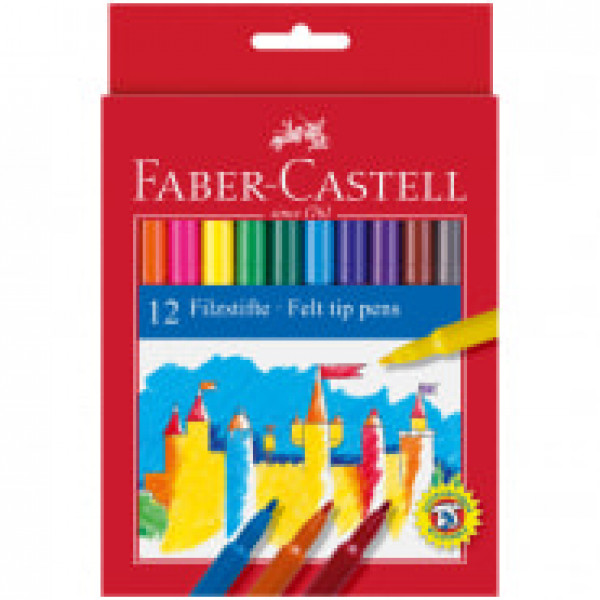 Фломастеры Faber-Castell, 12цв.554212 смываемые, картон, европодвес