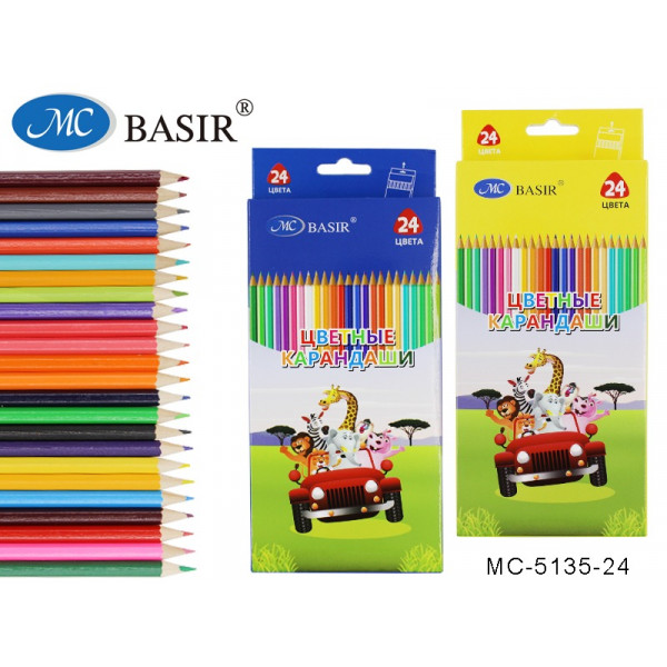 Карандаши 24цв BASIR МС-5135-24 Сафари