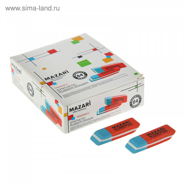 Ластик MAZARI М-6757 Tandem C 50*14 красно-синий