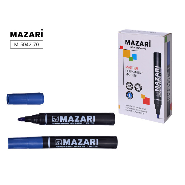 Маркер перманентный MAZARI M-5042-70 Master синий 2мм
