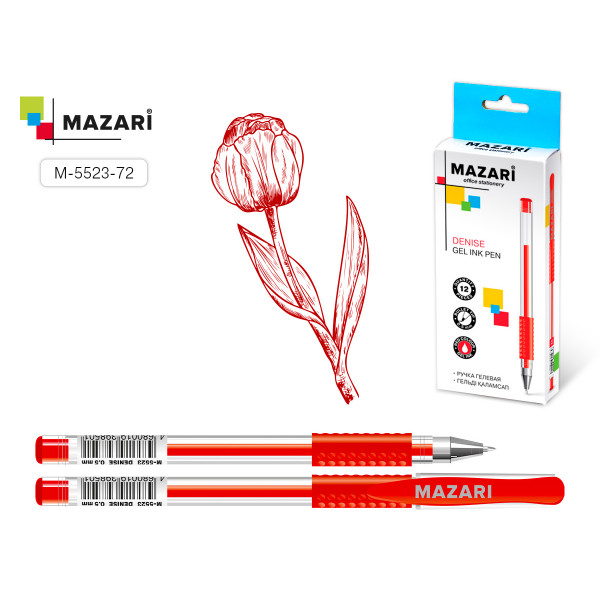 Ручка гелевая MAZARI М-5523-72 DENISE 0.5мм рез.держ.красная