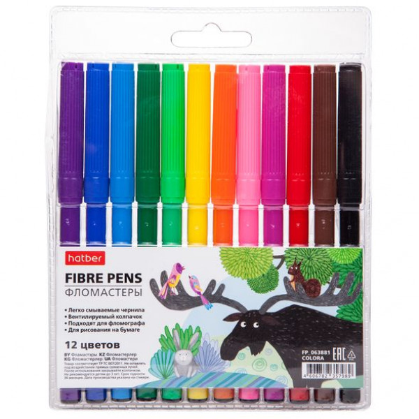 Фломастеры 12цв HATBER FP_063881 Colora блистер