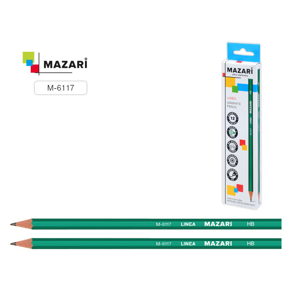 Карандаш ч/гр MAZARI М-6117 Linea зеленый корпус