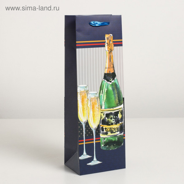 Пакет бумажн.под бутылку 36*12 4637855 Шампанское с бокалами