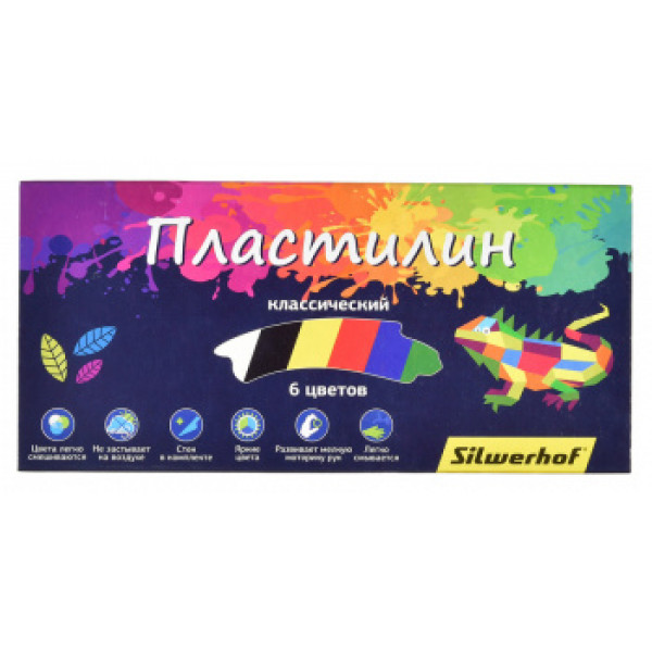 Пластилин 6цв.SILWERHOF Цветландия 120гр.956151-06
