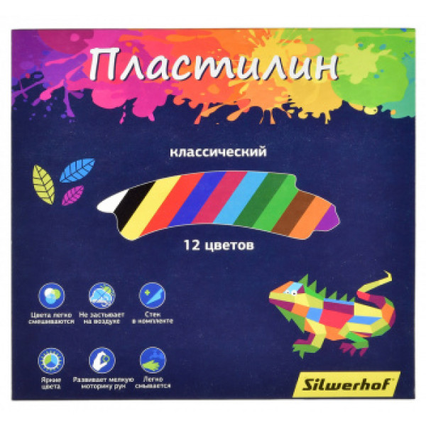 Пластилин 12цв 240гр SILWERHOF Цветландия 956151-12