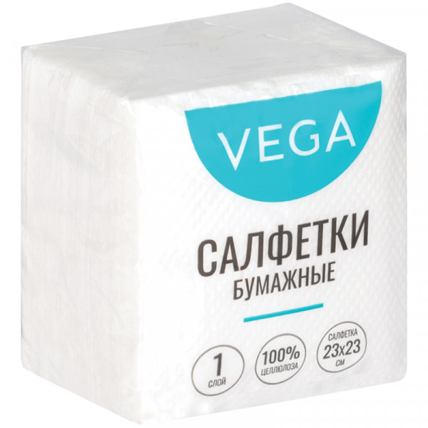 Салфетки бумажные Vega 315615 1-слойн белые 23*23 80шт