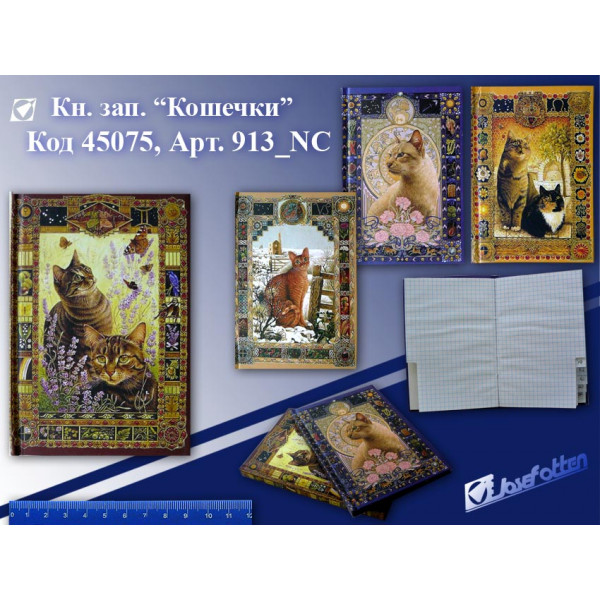 Книжка зап А6 56л J.Оtten 913_NC Кошечки (вырубка)