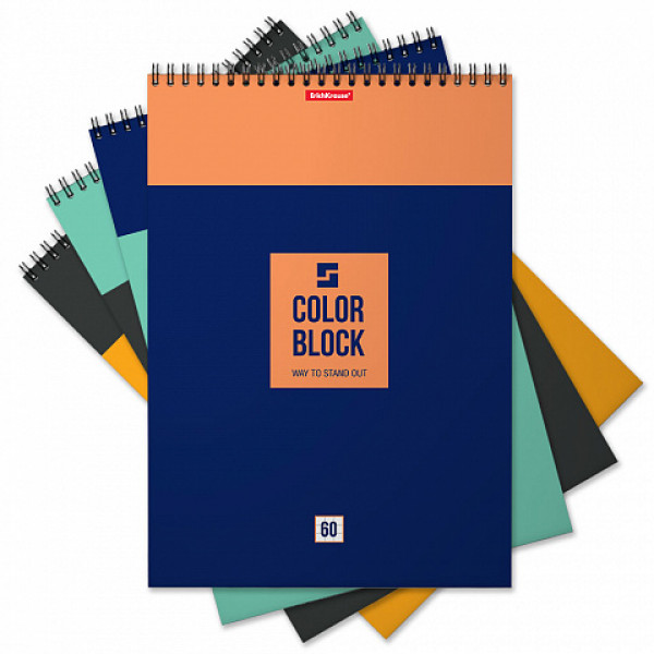 Блокнот спир А4 60л ERICH KRAUSE Color Block 49685 ассорти