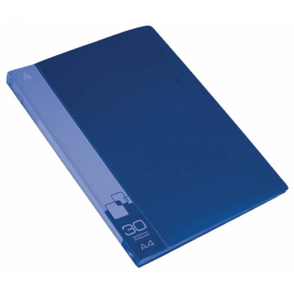 Папка 30 файлов БЮРОКРАТ, синяя, 0,65 мм, BPV30BLUE