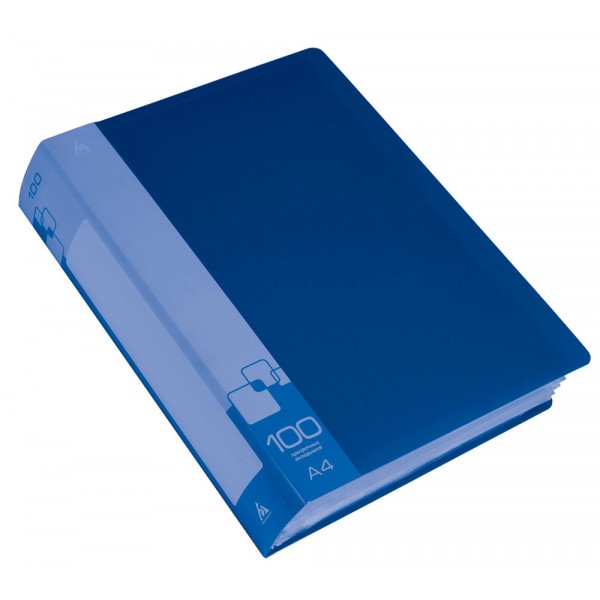 Папка 100 файлов БЮРОКРАТ, синяя, 0,8 мм, карман, BPVN100BLUE