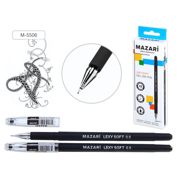 Ручка гелевая MAZARI М-5506-71 LEXY SOFT 0.5мм черная