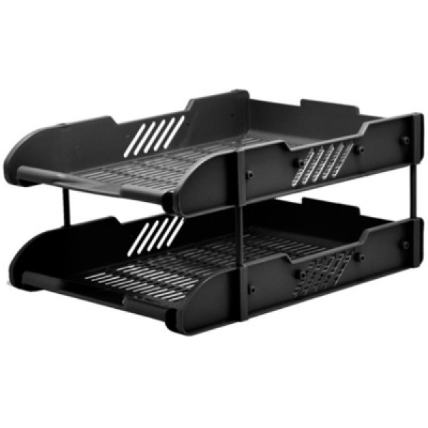 Лоток для бумаг горизонт 2 секц DOLCE COSTO D00428-BK черный