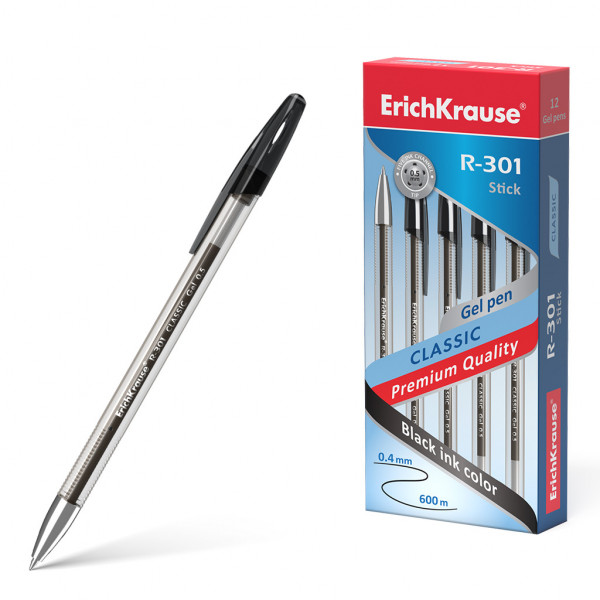 Ручка гел 0.5 черная ERICH KRAUSE R-301 53347 Classic Gel Stick