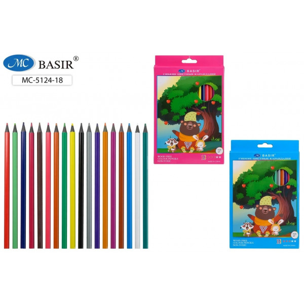 Карандаши пластик 18цв BASIR МС-5124-18 Лесные друзья