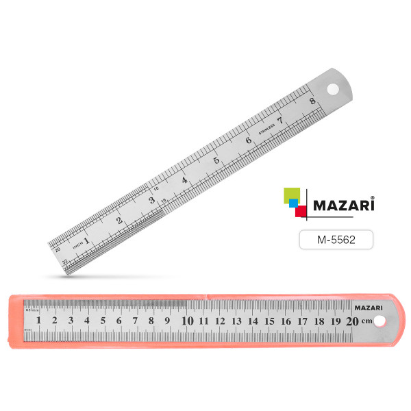 Линейка металлическая 20см MAZARI М-5562