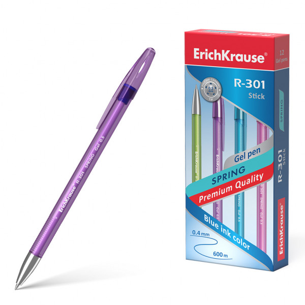 Ручка гел 0.5 синяя ERICH KRAUSE R-301 53348 Spring Gel Stick