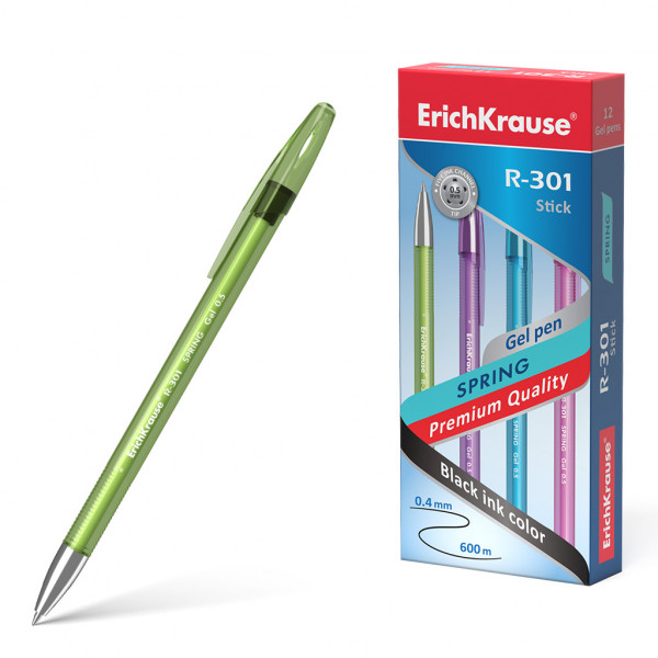 Ручка гел 0.5 черная ERICH KRAUSE R-301 53349 Spring Gel Stick