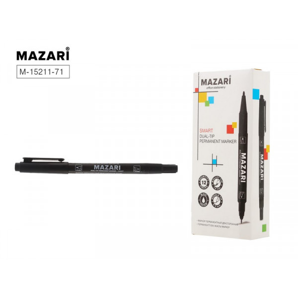 Маркер перманентный двухст MAZARI M-15211-71 SMART черный 0.1-2мм