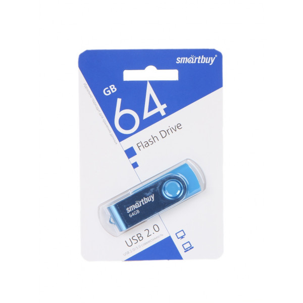 Флэш-диск 64Gb SmartBuy Twist Blue SB064GB2TWB голубой 094352