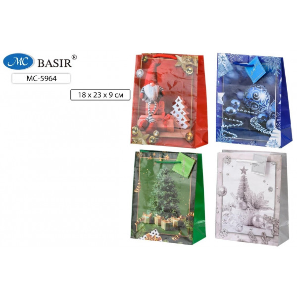 Пакет подар BASIR МС-5964 18*23*9 Новогодний