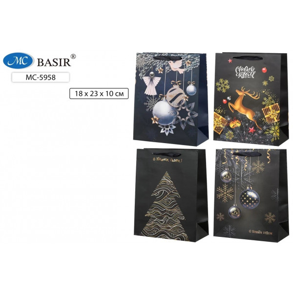 Пакет подар BASIR МС-5958 18*23*10 С Новым годом!