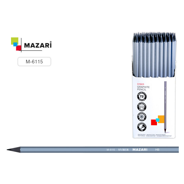 Карандаш ч/гр пластик MAZARI М-6115 SYBER серебрряный б/л