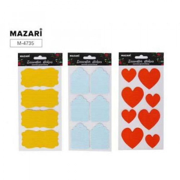 Наклейки декоративные MAZARI М-4735 COLORED 10*21.6 3 листа гофрирован.бумага