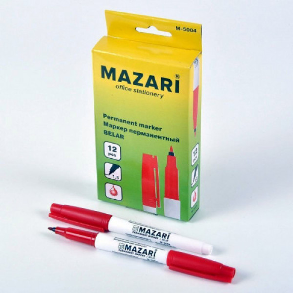 Маркер перманентный красный 1.5мм MAZARI M-5004В-72 Belar