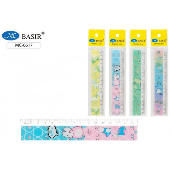 Линейка пластик 15см Basir МС-6617 Dino
